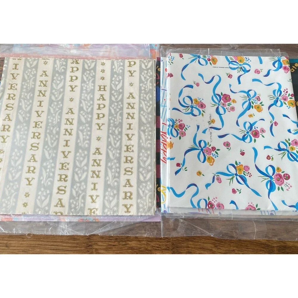Vintage Wrapping Paper Large Lot Many New Christmas Baby Wedding Holiday Kids